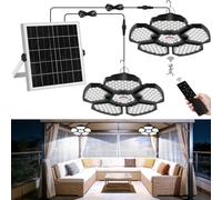 T-SUNUS Lampes solaires pour abri de jardin intérieur/extérieur, 156 LED à énergie solaire avec détecteur de mouvement, étanche IP65, pour jardin, abri de jardin, tonnelle, grange, terrasse, garage