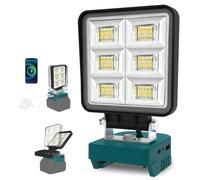 T-SUNUS Projecteur LED de Chantier 48W, Lampe Rechargeable USB-C & USB, Compatible avec Batterie 18V Makita, 5200LM, pour Atelier Camping Garage Automobiles (Sans Batterie)
