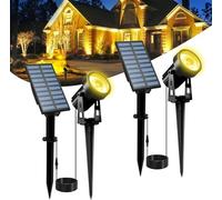 T-SUNUS Spot Solaire Exterieur Jardin, Lumiere Solaire Exterieur avec 2 Modes d'Éclairage Etanche IP65 Auto On/Off pour Allée Jardin Garage Lot de 2 Blanc Chaud
