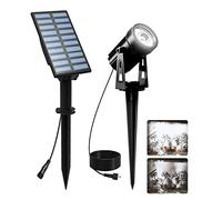T-SUNUS Spot Solaire Exterieur, Lampe Solaire Extérieu Jardin Puissante, Etanche IP65, Lumière Solaire Extérieure Auto ON/Off, Eclairage Exterieur Solaire pour Jardin Allée Terrasse, Blanc