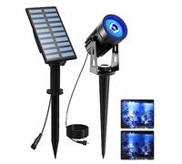 T-SUNUS Spot Solaire Extérieur, Lumière Solaire Extérieure étanche IP65 Auto ON/Off Lampe Solaire Exterieur pour Jardin Allée Chemin Zone Bleu