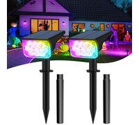 T-SUNUS Spot Solaire Exterieur RGB, Lampe Solaire Exterieur 7 Couleurs, Etanche IP65 Lumiere Solaire Eclairage Multicolore pour Chemins Jardin Cour Noël Halloween