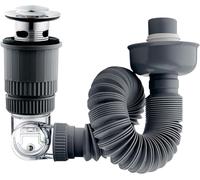 T TAKONE : kit de vidange pour lavabo avec tuyau télescopique anti-odeurs et bouchon à ressort, pivotant à 360°, extensible de 300 à 1 000 mm, pour salle de bains et cuisine