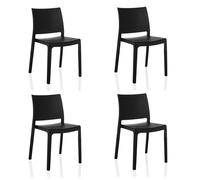 T37 V 4 lot de 4 - Chaise d'extérieur Noir