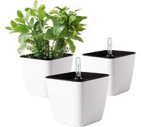T4U 13cm Pots de fleurs auto-irrigués Blancs Angulaires Set de 3 pièces