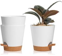T4U Pot de fleurs 14cm avec auto-arrosage, set de 3 avec soucoupe, idéal pour les succulentes et les cactus
