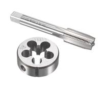 TA-VIGOR Ensemble tarauds et filières métriques M15 x 1,5 mm, tarauds à vis avec matrice de filetage rond, kit de tarauds et filières robustes pour bricolage, réparation, coupe de filetage externe et