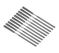 TA-VIGOR Lot de 10 limes plates en acier avec poignées 3 x 140 mm | Dents à double coupe de 60 mm, largeur de travail de 5,5 mm, poignées en plastique antidérapantes pour réparation de métal