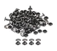 TA-VIGOR Lot de 100 rivets à double capuchon en métal de 8 mm de hauteur pour réparation du cuir, vêtements, ceintures, sacs à main, sacs à main et sacs, rivets de sangle de chaussures, noir pistolet