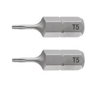 TA-VIGOR Lot de 2 embouts de tournevis Torx T5, tête magnétique à 6 pointes de 25 mm avec tige hexagonale de 6,35 mm, embouts de tournevis électriques en acier S2 pour réparation de visseuse sans fil