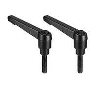 TA-VIGOR Lot de 2 poignées à levier de serrage réglables, M6 x 16 mm, bouton poussoir à cliquet à dégagement rapide, en alliage d'aluminium, boulons à goujons filetés mâles pour machines et