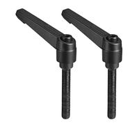 TA-VIGOR Lot de 2 poignées à levier de serrage réglables, M8 x 60 mm, bouton poussoir à cliquet à dégagement rapide, en alliage d'aluminium, boulons à goujons filetés mâles pour machines et