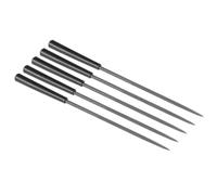 TA-VIGOR Lot de 5 limes aiguilles rondes en acier 3 mm x 140 mm | Dents à double coupe, longueur de limage de 63 mm, poignées en plastique antidérapantes pour façonner le métal