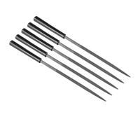 TA-VIGOR Lot de 5 limes aiguilles rondes en acier 4 mm x 160 mm | Dents à double coupe, longueur de limage de 78 mm, poignées en plastique antidérapantes pour façonner le métal
