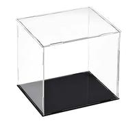 TA-VIGOR Vitrine D'Exposition en Acrylique Clair 20 x 15 x 20cm - Boîte De Présentation À Monter avec Socle Noir - Protection Anti-Poussière pour Figurines, Jouets Et Rangement Domicile Storage