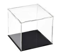 TA-VIGOR Vitrine D'Exposition en Acrylique Clair 20 x 20 x 20cm - Boîte De Présentation À Monter avec Socle Noir - Protection Anti-Poussière pour Figurines, Jouets Et Rangement Domicile Storage