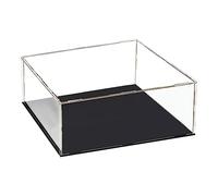 TA-VIGOR Vitrine D'Exposition en Acrylique Clair 26 x 26 x 15cm - Boîte De Présentation À Monter avec Socle Noir - Protection Anti-Poussière pour Figurines, Jouets Et Rangement Domicile Storage