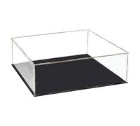 TA-VIGOR Vitrine D'Exposition en Acrylique Clair 30 x 25 x 15cm - Boîte De Présentation À Monter avec Socle Noir - Protection Anti-Poussière pour Figurines, Jouets Et Rangement Domicile