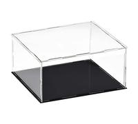 TA-VIGOR Vitrine D'Exposition en Acrylique Clair 30 x 25 x 20cm - Boîte De Présentation À Monter avec Socle Noir - Protection Anti-Poussière pour Figurines, Jouets Et Rangement Domicile Storage