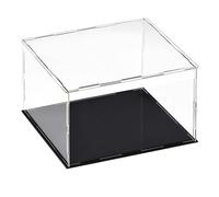TA-VIGOR Vitrine D'Exposition en Acrylique Clair 30 x 30 x 20cm - Boîte De Présentation À Monter avec Socle Noir - Protection Anti-Poussière pour Figurines, Jouets Et Rangement Domicile Storage