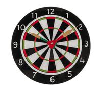 Tabac du Bassigny Horloge Murale Cible de Fléchettes, Cadran en Verre, Diamètre 30 cm, Aiguilles en Forme de Fléchettes, Fonctionnant avec Pile AA