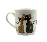 Tabac du Bassigny : Mug en Grès Chats Amoureux Robbie - Design Romantique Noir et Or | Tasse 325ml Compatible Micro-Ondes & Lave-Vaisselle | Idée Cadeau