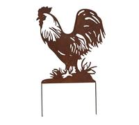 Tabac du Bassigny Piquet de Jardin Décoratif Coq en Métal, Effet Rouille, Silhouette Rustique, 35 cm, pour Jardin, Potager, Massif Fleuri