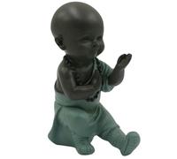 Tabac du Bassigny Statuette Décorative Moine Shaolin en Combat, 13 cm, Résine, Brun et Bleu Gris