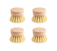 Tabanzhe Lot de 4 têtes de brosse à vaisselle en bois de rechange pour brosse à vaisselle en bambou - Recharges interchangeables à poils souples pour le lavage et le nettoyage