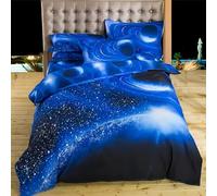 Tabeskly Ciel étoilé Garcon Enfant Housse De Couette Parure De Lit 1 Personne Bleu 135x200cm