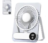TABKSOLA Mini ventilateur de table ultra fin en acrylique, alimenté par batterie, USB, 6 niveaux, silencieux, avec support de téléphone portable, montage mural pour bureau, camping, chambre à coucher