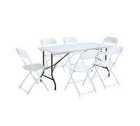 Table 162 cm et 6 chaises pliantes - Oviala REKKEM