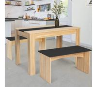 Table + 2 bancs ROZY noir bois