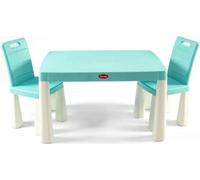 table + 2 chaises en plastique pour enfants - blanc menthe