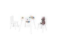 IDMarket Table + 2 chaises enfant Candice avec espace de rangement en bois blanc