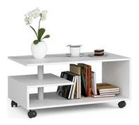 Table à café AKORD sur roulettes VINI Blanche 90 cm couleur Blanc 90x51x40 cm