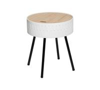 Table à café coffre coloris blanc en bois - D. 38,5 x H. 45,5 cm --