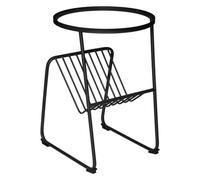 Table à café et Porte-revues en métal Noir et Dessus en Verre D 46 cm - Atmosphera