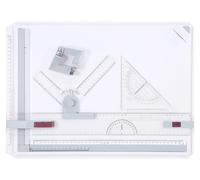 Table à dessin A3 blanche avec 2 règles parallèles et 2 pinces d'angle