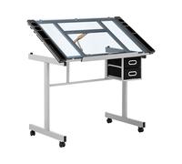 Fromm & Starck Table À Dessin Bureau Planche Table D’Architecte Architecte Inclinable Professionnelle Star_Desk_10 (Plateau 120 x 60 cm, 0-70°, Hauteur 90 cm, 2 Tiroirs, Tablettes)