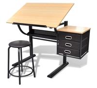 Table à dessin inclinable CASNELY avec Tabouret, 3 Tiroirs
