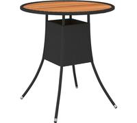 Table à dîner de jardin Noir Ø 70 cm Résine tressée et acacia