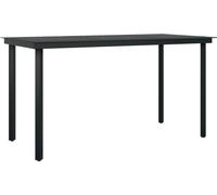 Table à dîner de jardin Noir 140x70x74 cm Acier et verre