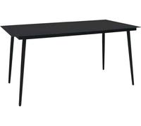 Table à dîner de jardin Noir 150x80x74 cm Acier et verre