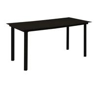 Table à dîner de jardin Noir 150x80x74 cm Acier et verre