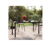 vidaXL Table de jardin noire 160x80x74 cm Acier et verre trempé