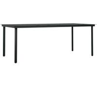 Table à dîner de jardin Noir 200x100x74 cm Acier et verre