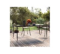 Table à dîner de jardin Noir 200x100x74cm Acier et verre trempé