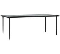 Table à dîner de jardin Noir 200x100x74cm Acier et verre trempé