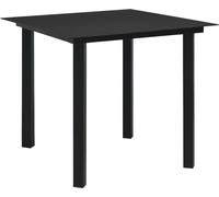 Table à dîner de jardin Noir 80x80x74 cm Acier et verre